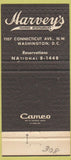 Matchbook Cover - Harvey's Restaurant Washington DC 30 Strike