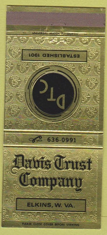 Matchbook Cover - Davis Trust Company Elkins WV 30 Strike