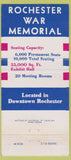 Matchbook Cover - Rochester NY War Memorial 30 Strike