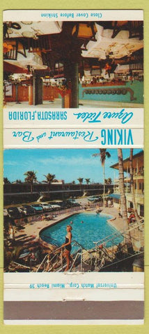 Matchbook Cover - Azure Tides Sarasota FL Viking Restaurant 30 Strike