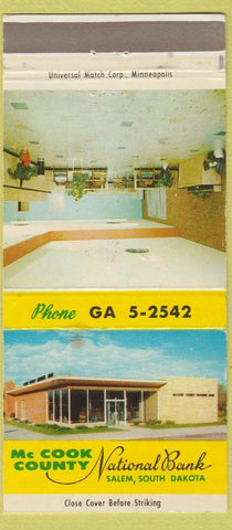 Matchbook Cover - McCook National Bank Salem SD 30 Strike