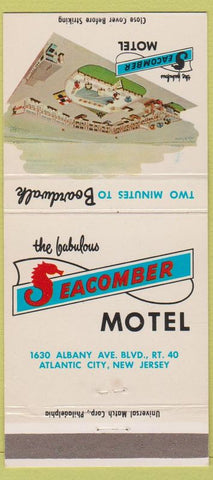 Matchbook Cover - Seacomber Motel Atlantic City NJ seahorse 30 Strike