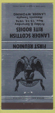 Matchbook Cover - Lander Scottish Rite Bodies Lander WY 1976 silver 30 Strike
