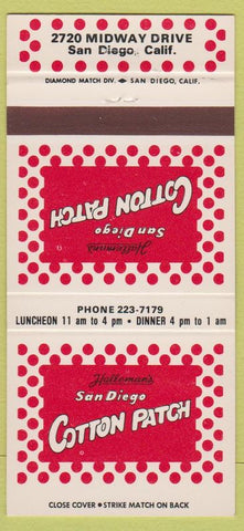 Matchbook Cover - Cotton Patch San Diego CA Halleman's BBQ 30 Strike