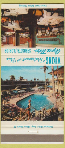 Matchbook Cover - Azure Tides Sarasota FL Viking Restaurant 30 Strike