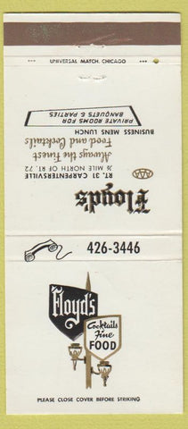 Matchbook Cover - Floyd's Restaurant Carpentersville IL 30 Strike
