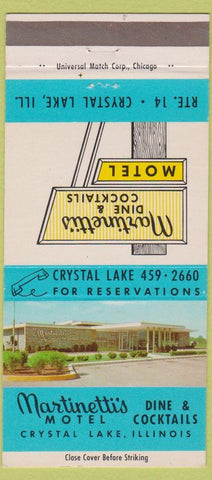 Matchbook Cover - Martinetti's Restaurant Crystal Lake IL motel 30 Strike