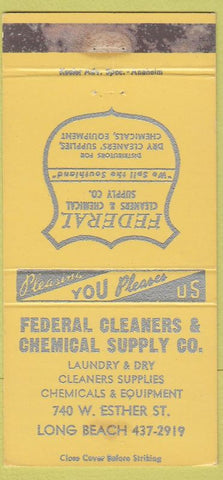 Matchbook Cover - Federal Cleaners Chemical Supply Long Beach CA WEAR 30 Strike