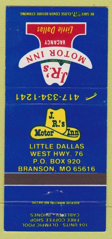 Matchbook Cover - JR's Motor Inn Little Dallas Branson MO 30 Strike