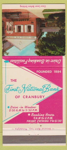 Matchbook Cover - First National Bank Cranbury NJ Plainsboro 30 Strike