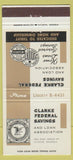 Matchbook Cover - Clarke Federal Savings Loan Athens GA 30 Strike