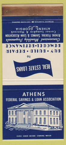 Matchbook Cover - Athens Federal Savings Loan GA WEAR 30 Strike
