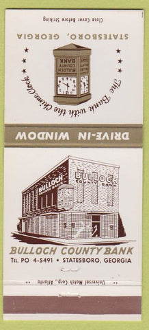 Matchbook Cover - Bullock County Bank Statesboro GA 30 Strike