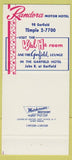 Matchbook Cover - Randora Motor Hotel Detroit MI 30 Strike