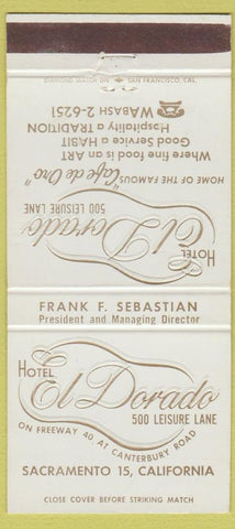 Matchbook Cover - Hotel El Dorado Sacramento CA 30 Strike