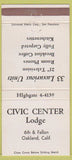 Matchbook Cover - Civic Center Lodge Oakland CA 30 Strike