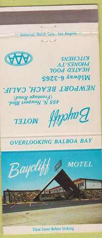 Matchbook Cover - Baycliff Hotel Newport Beach CA WEAR 30 Strike