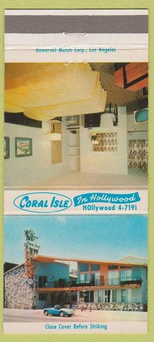 Matchbook Cover - Coral Isle Hollywood CA motel 30 Strike