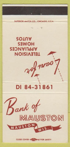 Matchbook Cover - Bank of Mauston WI 30 Strike