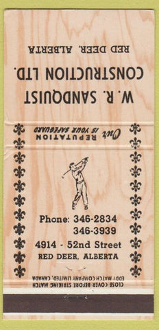 Matchbook Cover - WR Sandquist Construction Red Deer AB 30 Strike
