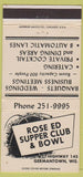 Matchbook Cover - Rose Ed Supper Club Bowling Germantown WI 30 Strike