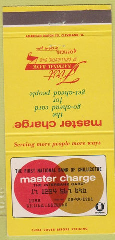 Matchbook Cover - Master Charge Credit Card Chillicothe OH 30 Strike