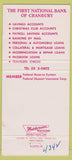 Matchbook Cover - First National Bank Cranbury NJ  30 Strike