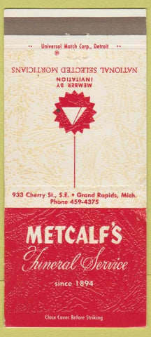 Matchbook Cover - Metcalf's Funeral Home Grand Rapids MI 30 Strike