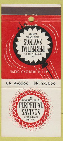 Matchbook Cover - Perpetual Savings Loan Beverly Hills CA 30 Strike