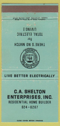 Matchbook Cover - CA Shelton Enterprises Home Builder Dallas? 30 Strike