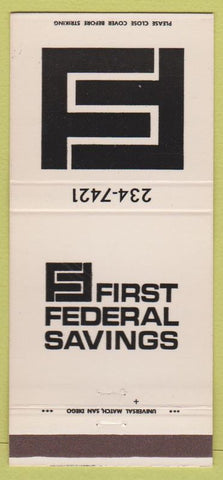 Matchbook Cover - First Federal Savings San Diego CA Santee Mira Mesa 30 Strike