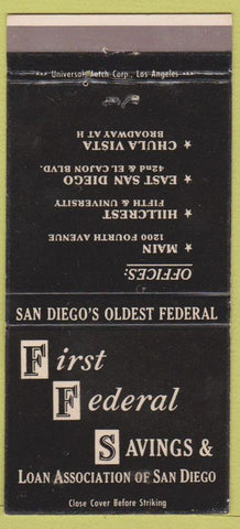 Matchbook Cover - First Federal Savings Loan San Diego CA 30 Strike