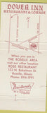Matchbook Cover - Dover Inn Restaurant Mount Prospect IL 30 Strike