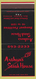Matchbook Cover - Arthur's Steak House Des Plaines IL 30 Strike