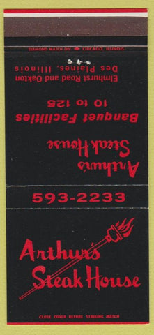 Matchbook Cover - Arthur's Steak House Des Plaines IL 30 Strike