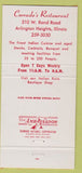 Matchbook Cover - Corrado's Restaurant Arlington Heights IL 30 Strike