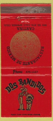 Matchbook Cover - Dos Bandidos Mexican Restaurant Colorado Springs 30 Strike