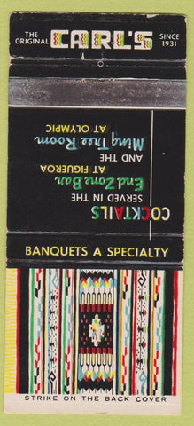 Matchbook Cover - Carl's Restaurant Los Angeles CA WORN 30 Stick
