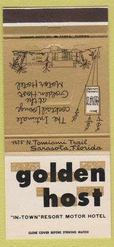 Matchbook Cover - Golden Host Motor Hotel Sarasota FL 30 Strike