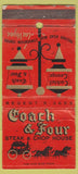 Matchbook Cover - Coach and Four Steak House Las Vegas NV POOR 30 Strike