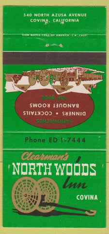 Matchbook Cover - Clearman's North Woods Covina CA 30 Strike