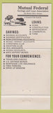 Matchbook Cover - Mutual Savings and Loan Sidney OH 30 Strike