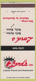 Matchbook Cover - Lord's Lobster Restaurants Wells ME 30 Strike