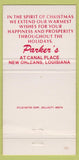 Matchbook Cover - Parker's Restaurant New Orleans LA Christmas 30 Strike