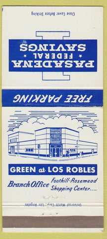 Matchbook Cover - Pasadena Federal Savings CA 30 Strike