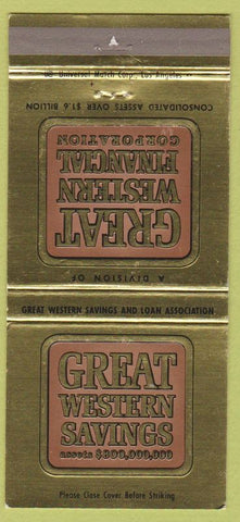 Matchbook Cover Great Western Savings Bank Gardena Lakewood Venice CA 30 Strike