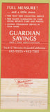 Matchbook Cover - Guardian Savings Oxnard CA 30 Strike