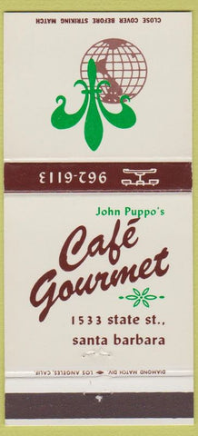 Matchbook Cover - John Puppo's Cafe Gourmet Santa Barbara CA 30 Strike