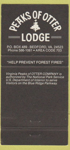 Matchbook Cover - Peaks of Otter Lodge Bedford VA 30 Strike