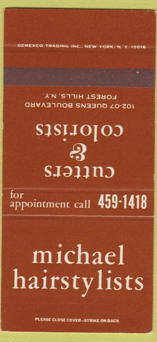 Matchbook Cover - Michael Hair Salon Forest Hills NY 30 Strike
